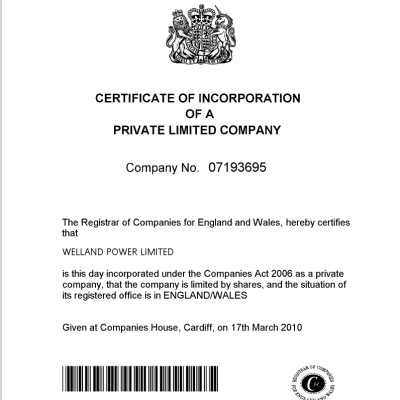 Welland Engineering Company Formation